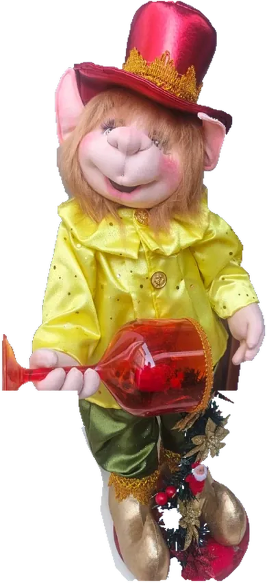 Duende con su copa, producto artesanal de tela de Manualidades Hilda